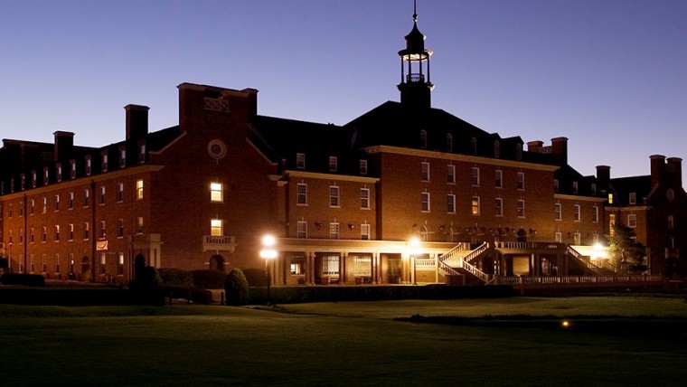 exterior of hotel at night