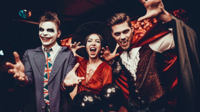 adults in halloween costumes