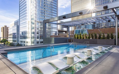 Pool with rooftop view