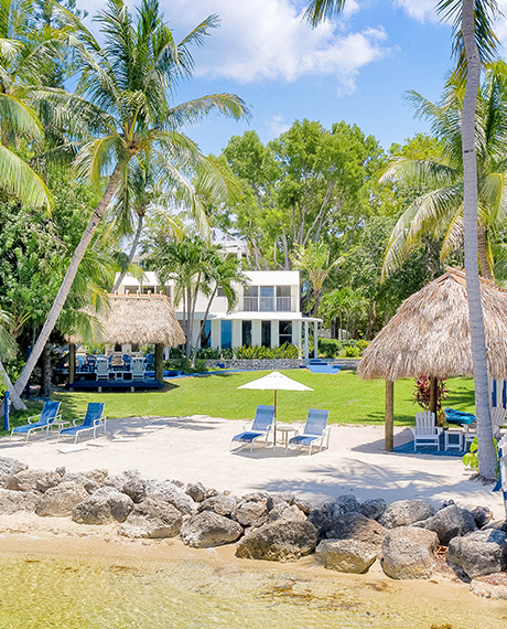 beachside lounge chairs and cabanas