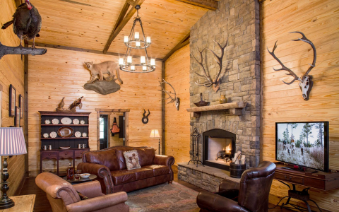 room with hunting prizes