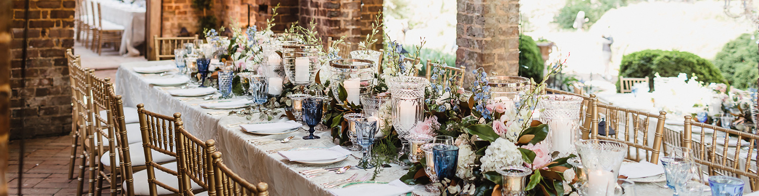 close up view of a decorated big table 