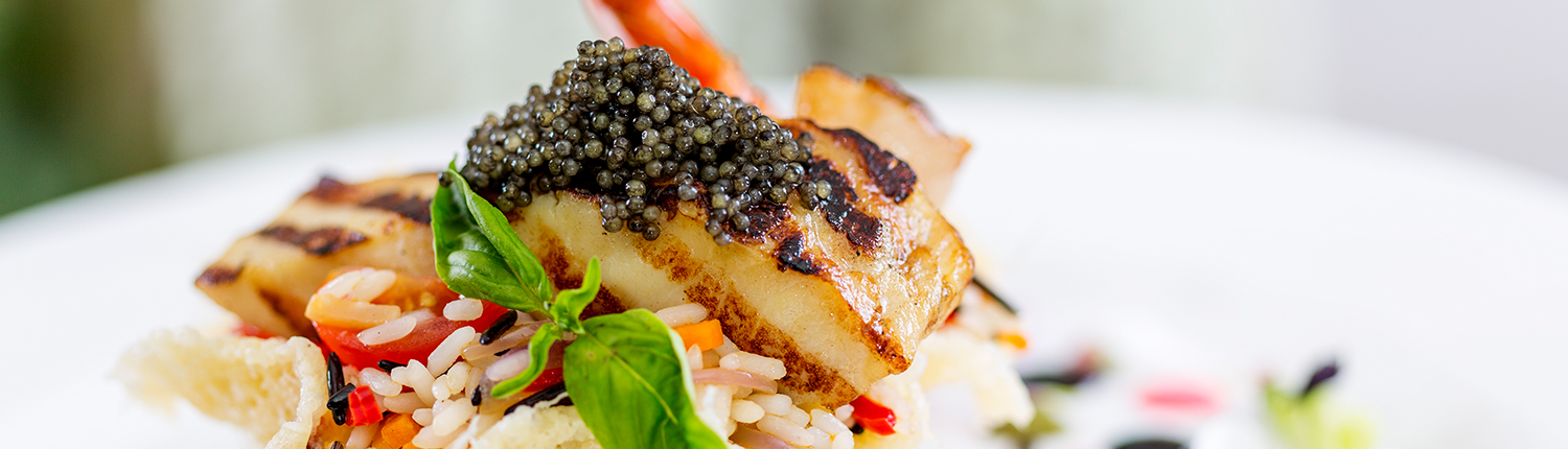 grilled fish with vegetables and rice