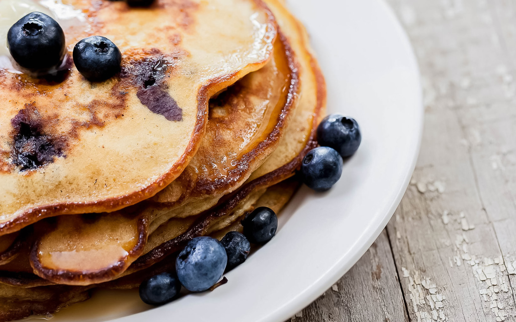 close up of blueberry pancakes