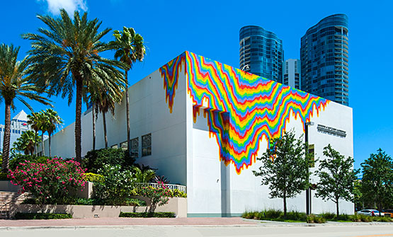 NSU Art Museum building with paint dripping from ceiling