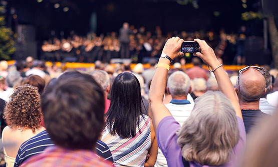 Crowd of people enjoying concert at Pompano Beach Amphitheatre