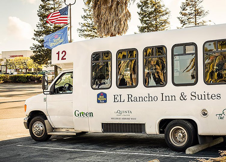 White El Rancho Inn & Suites transportation bus