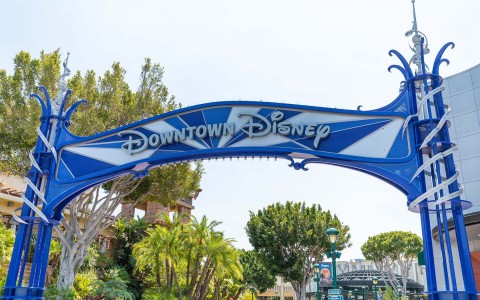 entrance sign for downtown Disney