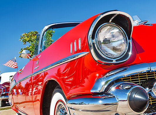 Close up of red car