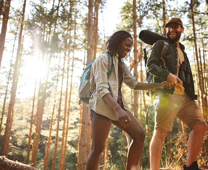 A lovely couple hiking