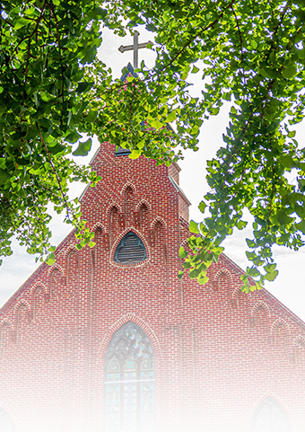 Closeup view of a catholic church