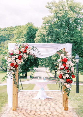 View of a wedding setup outdoors