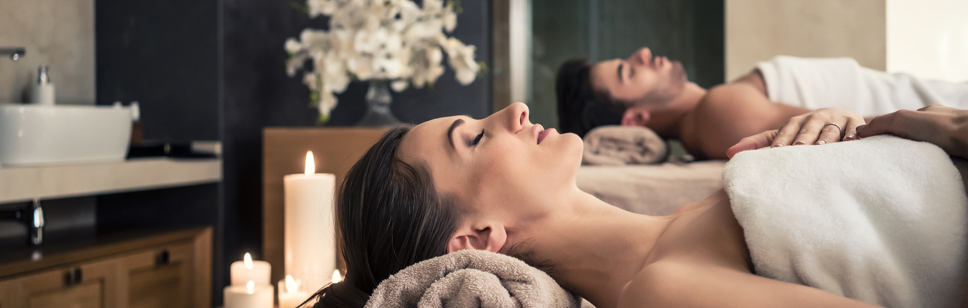 A woman relaxing at a spa