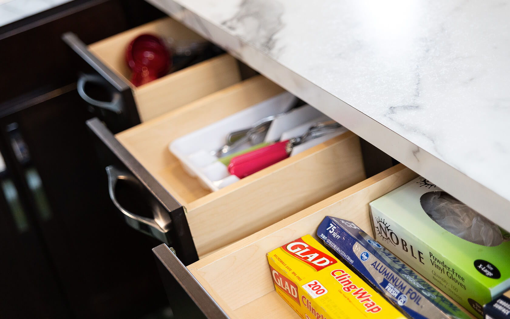  Closeup of some kitchen drawers