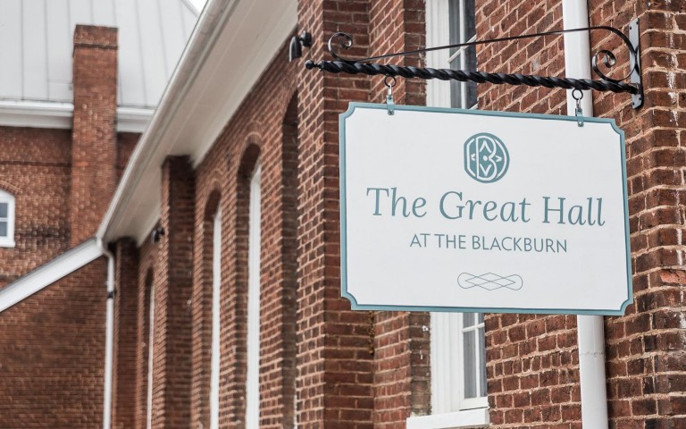 Side view of The Great Hall sign 