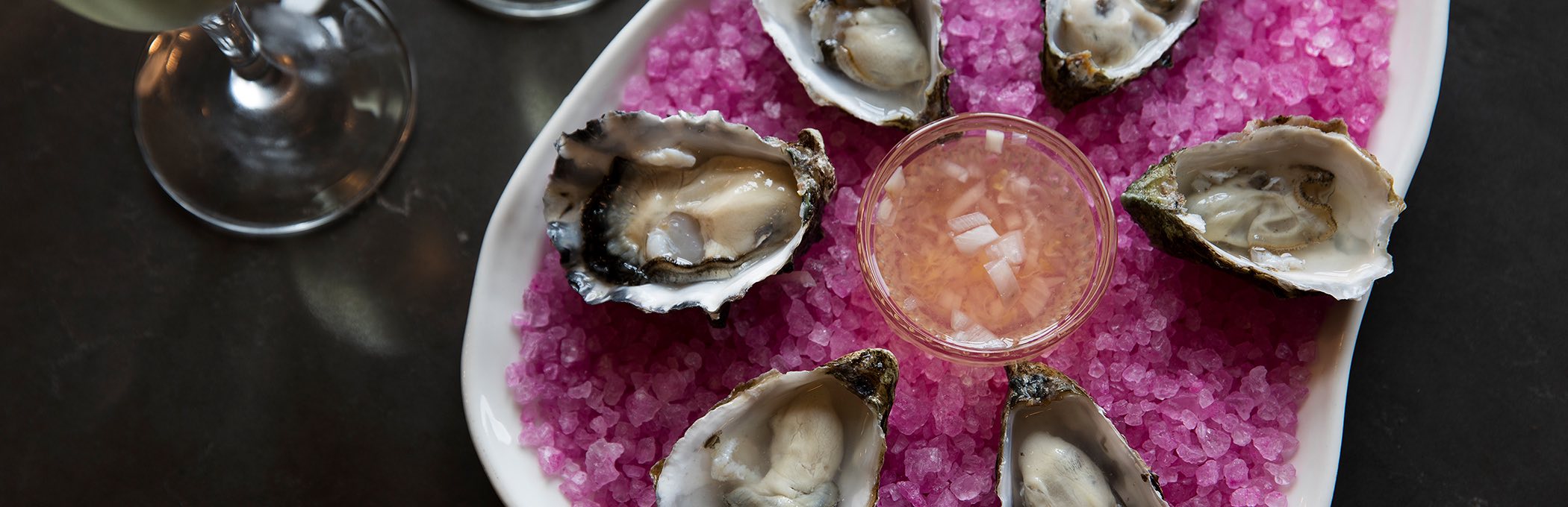 shucked oysters with mignonette 