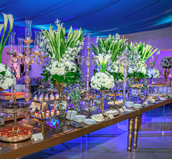 lavish and purple buffet table