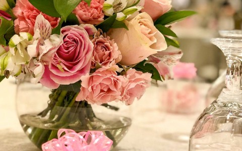 lovely pink floral center pieces