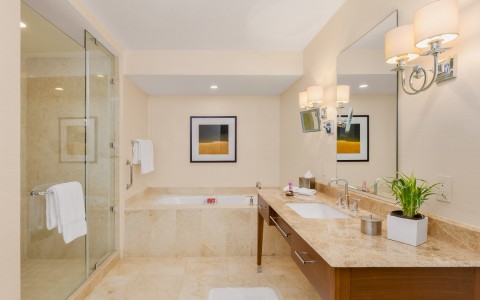 Large and well lit bathroom