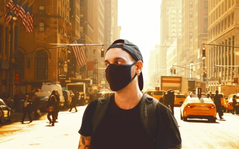 man wearing face mask in nyc
