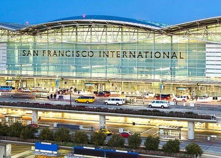 The front of the San Francisco International airport 