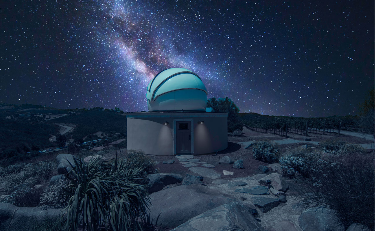 desert observatory with blue night sky