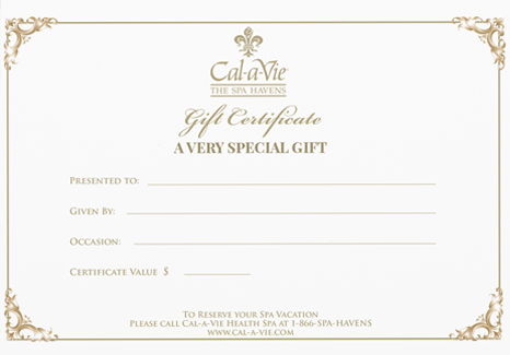 Cal-a-Vie Health Spa Gift Certificate 0