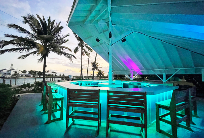 beach bar at night