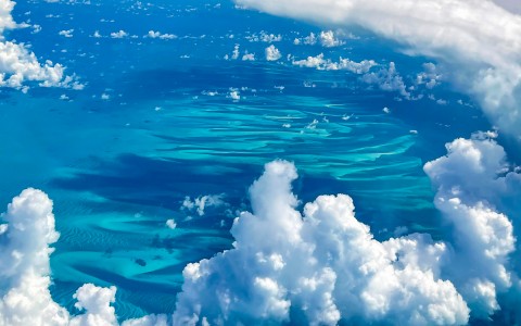 Aerial view of the ocean and some clouds