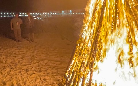 beach bonfire at night