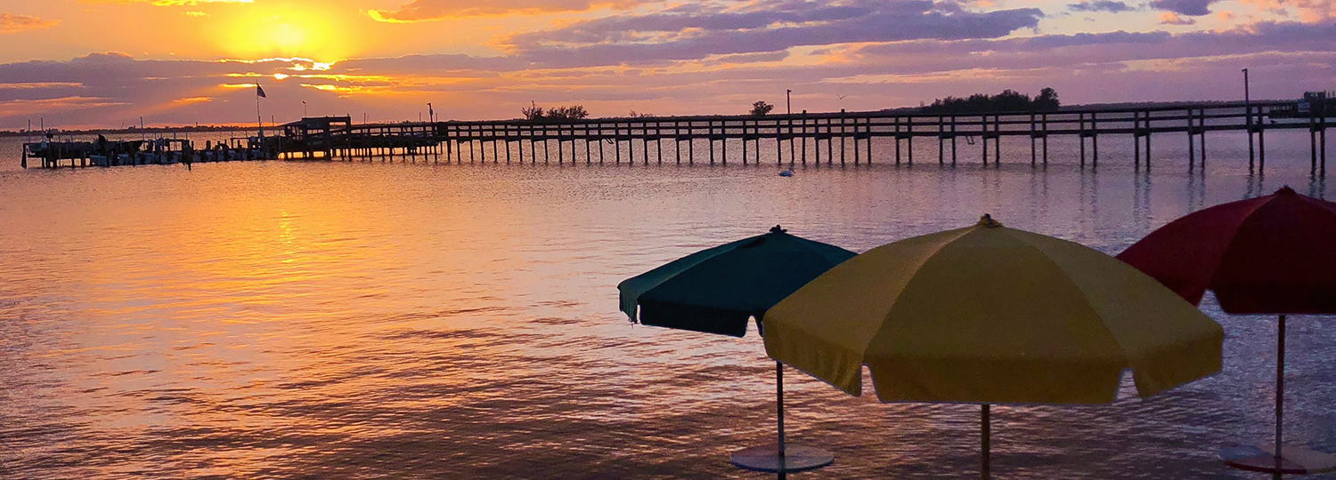 sunset ans umbrellas