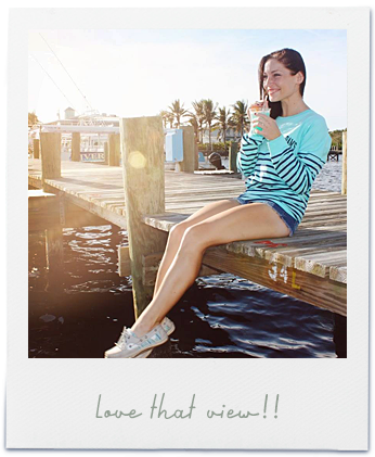 woman relaxing on pier