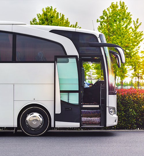 shuttle bus with its door open