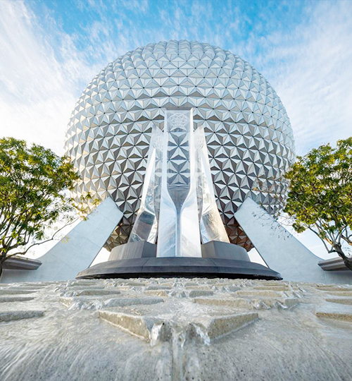 View of Epcot Spaceship Earth in a sunny day