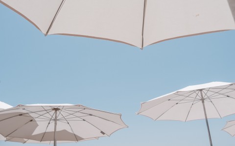 white umbrellas 