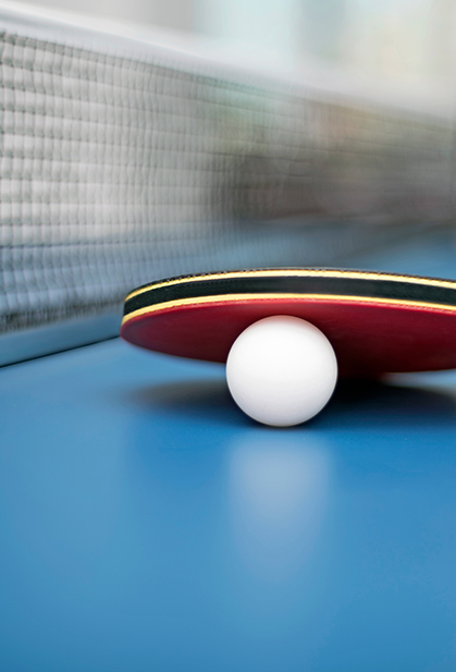 View of a table tennis racket and a ball 
