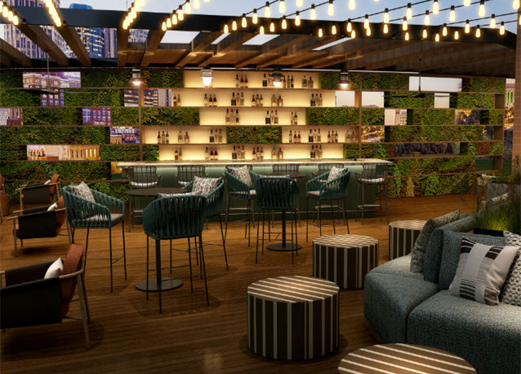 rendering of outdoor space as filler image for the hotel quad