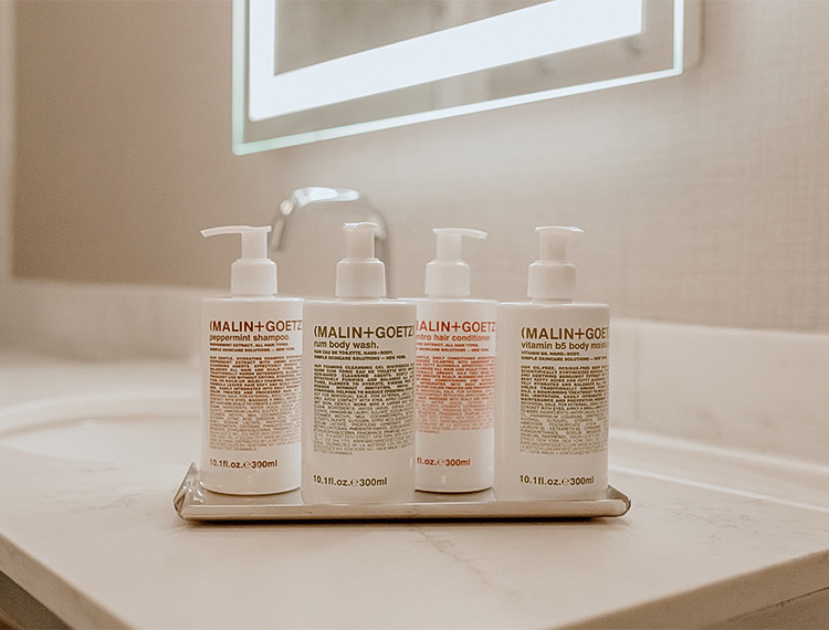 View of some Malin products in a bathroom 