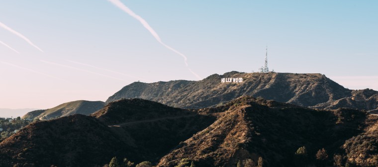 hollywood mountains with view of the hollywood sign