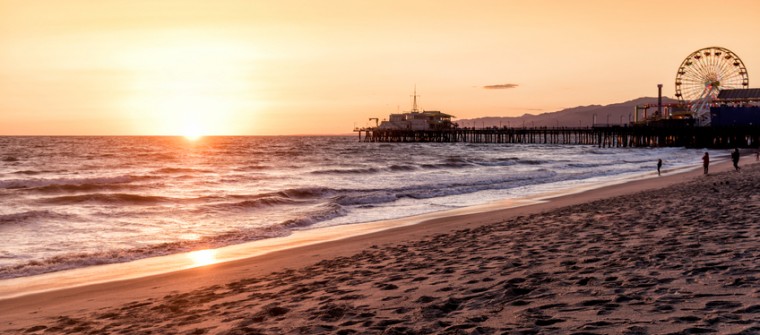 Coastal view of Santa Monica Boardwalk in Los Angeles, Ca