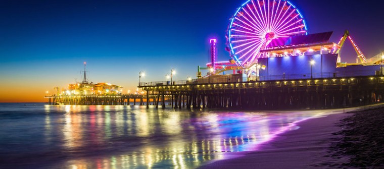 santa monica pier at night
