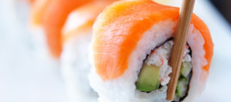 close up shot of a sushi roll
