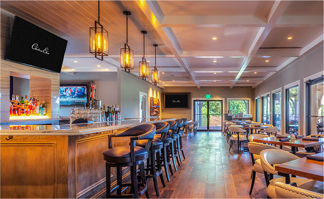 dining area with bar area