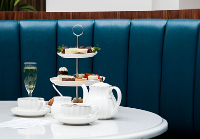 tea setup with savory and sweet bites