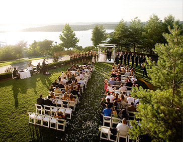 aerial view of outdoor wedding ceremony