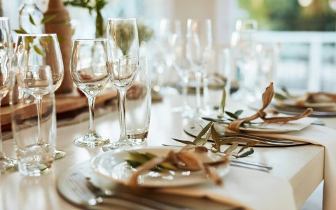 closeup view of table setting