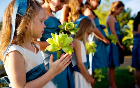 view of bridesmaids and flower girls