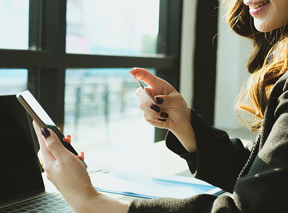 Close up of woman using phone