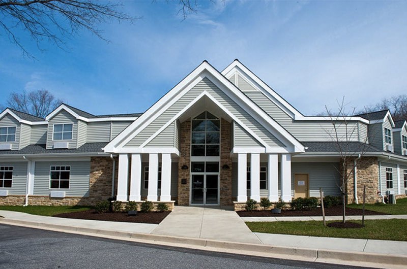 the outside of a building on property
