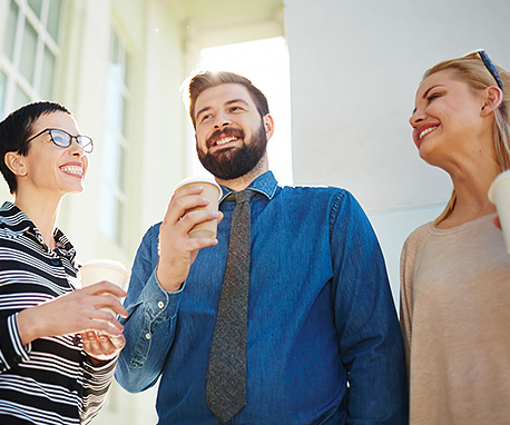 people talking in a business setting